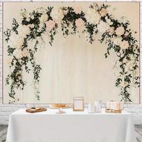 2D Elegant Neutral Floral Arch Backdrop, 2D Flat Printing Banner for Engagement & Photoshoot 47.2x31.5inch/120*80cm