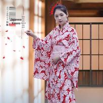 Japanese Wafu Hot Stamped Cotton Kimono for Girls - Bathrobe, Cosplay, Stage, or DIY Props One Size