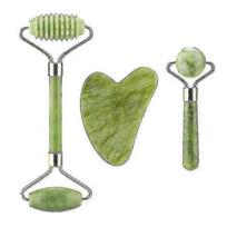 2025 3 In 1 Facial Massage Roller Guasha Board Kit Double Heads Jade Stone Face Lift Skin Relaxation Slimming