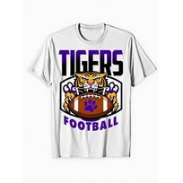 European sizes Tigers Football Tiger Pride School Spirit Purple Tigers T-Shirt, Suitable for Men Outdoor Short-sleeved T-shirts S balta