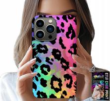 Etui Do Iphone 15 Pro - Kolorowa Tęczowa Panterka Plecki Szkło