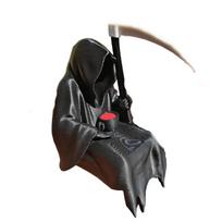 Grim Reaper Figure with Scythe and Button Creative Desktop Ornament Unique Novelty Decorative Statue for Office Home Gift Display