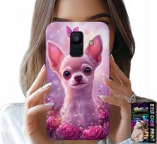 Etui Do Samsung A6 2018 - Słodka Chihuahua Na Różowym Tle Kwiatami