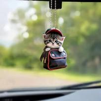Pakabinamas automobilio pakabukas galinio vaizdo veidrodžio dekoravimo kuprinė Katės formos 2D akrilo pakabinamas ornamentas Automobilio interjero dekoras Rankų darbo amatas