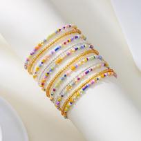 Bohemian Colorful Elastic Beaded Bracelets for Women Handmade Multi-layer Stretchy Strand Chain Bangle Girls Vacation Jewelry