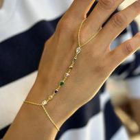 Colorful Geometric Crystal Hand Chain Bracelet for Women Fashion Gold Color Water Drop Finger Bracelet Aesthetic Party Jewelry
