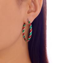Minimalist Red Green Twist Round Circle Earrings for Women Fashion Christmas Colorful Earrings Ear Hoop Festival Jewelry Gifts