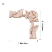 Wooden Unpainted Oak Door Decor Crafts Carved Wave Flower Decorative Wood Appliques Corner Applique Onlay Decal