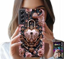 Etui Do Samsung Galaxy S22 Plus - Kobiece, Modne Wzory, Kłódka Serce Róża