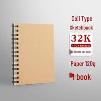 Coil-Bound Hardcover Sketchbook – Multiple Sizes: A3, A4, A5, 4K, 8K, 16K, 32K for Art and Drawing