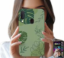 Etui Do Samsung Galaxy A20E - Zielone Liście Roślinne Wzory Plecki