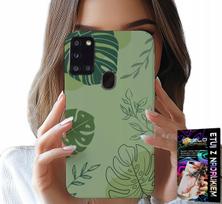 Etui Do Samsung Galaxy A21S - Zielone Liście Roślinne Wzory Plecki