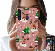 Etui Do Samsung Galaxy A21 - Świąteczne Renifery Choinki Laska Wzory