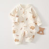 Infant Cotton Romper Long Sleeve Baby Onesie Quilted Warm Crawling Suit Seamless Outfit for Boys Girls 59