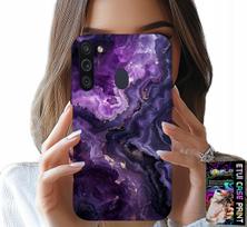 Etui Do Samsung Galaxy A21 - Fioletowy Marmurek Modne Kobiece + Szkło