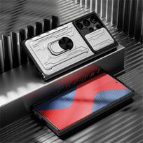 Phone Case For Samsung Galaxy S23 Ultra Plus Shockproof Card Holder Slide Camera Protection Armor Ring Cover on For Samsung S23 S23Ultra S23Plus Cases Samsung Galaxy S23 Ultra balta