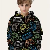 Trendy Gamepad 3D Print Cute Cozy Hoodie For Kids Boys - Keep Him Warm And Stylish! 100