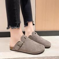 Fashion Women Fur Slippers Warm Boots Platform Flip Flops 2024 New Short Plush Flats Home Cotton Shoes Suede Mules Ladies Boots 35 pilka spalva