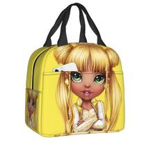 Rainbow High Insulated Lunch Tote Bag for Women Sunny Madison Portable Cooler Thermal Food Lunch Box Outdoor Camping Travel 22x20x13CM smėlis