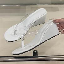 Vasaros PVC Permatomas Dizainas Pleištai Kulniukai Moteriškos Šlepetės Šventinės Šlepetės Paprasti Batai Zapatos De Mujer 39 sidabras