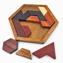 Šešiakampės medinės dėlionės IQ žaidimas Mokomieji žaislai vaikams Vaikai Suaugusiesiems Tangram lenta IQ Protų žaidimai Montessori žaislai Dovanos