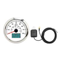 85mm Universalus GPS Spidometras Vandeniui Atsparus Odometras 80MPH 120KM H su Spalvotu Apšvietimu Automobiliui Valtis Kemperis Jachta balta