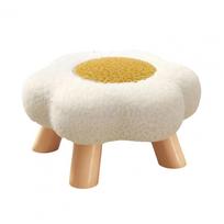 Flower Shape Stool Flower Stool with Wooden Legs Cloud Velvet Cushion Footrest Padded Vanity Seat for Room Bedroom Couch balta