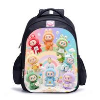 Labubu trendy children's kindergarten schoolbag black men's and women's backpack cartoon student backpack 5530 KTB S