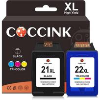 Pack of 2 remanufactured HP 21XL cartridges (black) + 22XL (color) – compatible DeskJet/OfficeJet/PSC/Fax