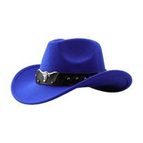 Stylish Cowboy Hats Adjustable Band Breathable Cloth Comfortable Fit Western Party Outdoor Festival Accessory OS karališkos mėlynos spalvos
