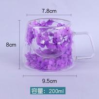 Milk And Juice Double-layer Cup, High Appearance Level Creative Dried Flower Cup, Flower Mug, Double-layer Glass Cup. One Size violetinė