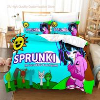 Sprunki Beding Set Single Twin Ful Quen King-Sized Dimensionsd Dimensions Bed Linen Set Adult People Bedrom Duvetcover SetsSprunki Anime parure de lit 135*200cm Eu-Single