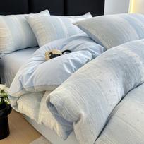 Prabangus medvilninis dvigubo marlės patalynės komplektas - 2026 m. naujo stiliaus paklodė, antklodės užvalkalas, paklodė su gumyte Student Bed - 3-Piece Set for 150x200cm Duvet