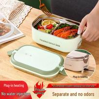 Stainless Steel Electric Heated Lunch Box - Insulated Student Bento Box Constant Temperature Meal (Kraft Paper) žalia