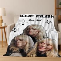 Fashion Billie Eilish Hit Me Hard and Soft Singer Flannel Blanket Soft Throw Blanket for Bed Bedroom Living Room Travel Gift Kid 75x90cm