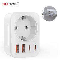 Universal Travel Adapter with Dual USB-C: EU, US, DE, UK Conversion Plug