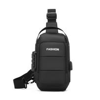 Men's Anti-Theft Sling Bag: USB, Large Capacity, Password Lock, Multi-functional for Commuting horizontalios juodos spalvos