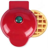 Mini Waffle Maker Compact Electric Round Waffle Machine Non-Stick Surface Easy to Clean Household Breakfast Appliance with Indicator Light one size raudona
