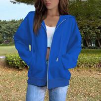 Women's Casual Zip-Up Hoodie Sweatshirt, Soft Lightweight Hooded Jacket with Pockets, Perfect for Everyday Wear XL mėlyna