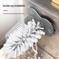 Wall-Mounted Rotating Cup Cleaning Brush with Suction Cup pilka spalva