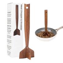 Wooden Meat Chopper Shredder Kitchen Tool with Ergonomic Handle for Ground Meat Mixing and Cooking Utensil for Home Use
