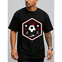 Football Crest T-Shirt Men'S T-Shirt Black Graphic Gifts Summer Wear Vintage-Inspired, Comfortable Fit Everyday Wear, Perfect for The Office, Dates S juoda