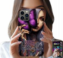 Etui Do Iphone 13 Pro Max - Anti Social, Butterfly, Różowy Motyl + Szkło