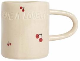 Puodelis Homla Isernia Cherries, raudona sp./smėlio sp., 0.4 l