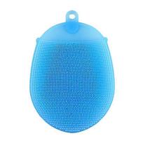 Silicone Bathing Brush Anti-bacterial Shower Scrubber Facial Cleansing Pads (blue)