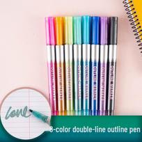 Creative Outline Double-Line Graffiti Marker Set - 8 Color Curve Flash Pens