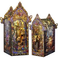 Habari Magic Night DIY 3D Puzzle Book Nook Kit Wooden Model Assembly High Precision UV Print 18x16x32cm Multicolor