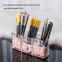 Diamond Pattern Acrylic Pen & Makeup Brush Holder - Transparent Multi-Compartment Storage for Eyebrow Pencils & Lipsticks.