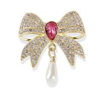Vintage Light Luxury Rhinestone Bow Brooches Women Clothing Coat Jewelry Accessries Gifts
