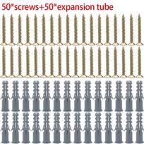 200-50Set Plastic Expansion Tube Pipe Drilling Plug Self Tapping Screws Concrete Wall Anchors Fastener Screw Bolt Assortment Kit (Grey,50Sets) pilka